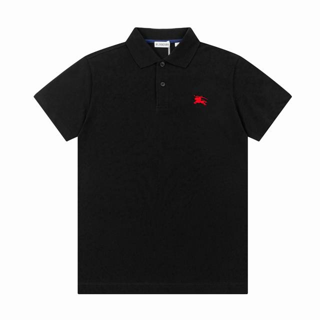 Bur春夏翻领Polo衫新款 经典战马彩色刺绣Logo标识，定制字母标识纽扣，细节到位，采用 100% 棉质珠地布制成，手感舒适，配备用扣，三标齐全 颜色：黑色