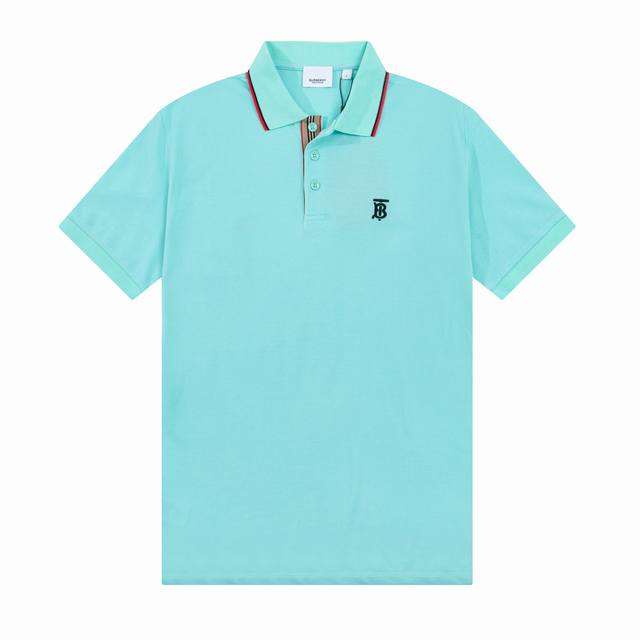 Bur春夏翻领Polo衫新款 经典织带门襟Tb刺绣Logo标识，定制字母标识纽扣，细节到位，采用 100% 棉质珠地布制成，手感舒适，配备用扣，三标齐全 颜色：