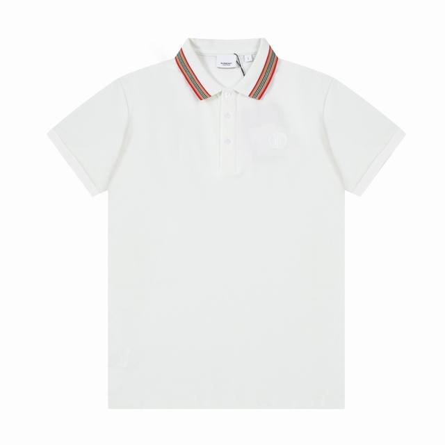 Bur春夏翻领Polo衫新款 领口织带圆标字母田岛刺绣工艺，领子拼织设计，内门襟拼接经典条纹织带，定制字母标识纽扣，细节到位，采用棉质珠地布制成，手感舒适，三标