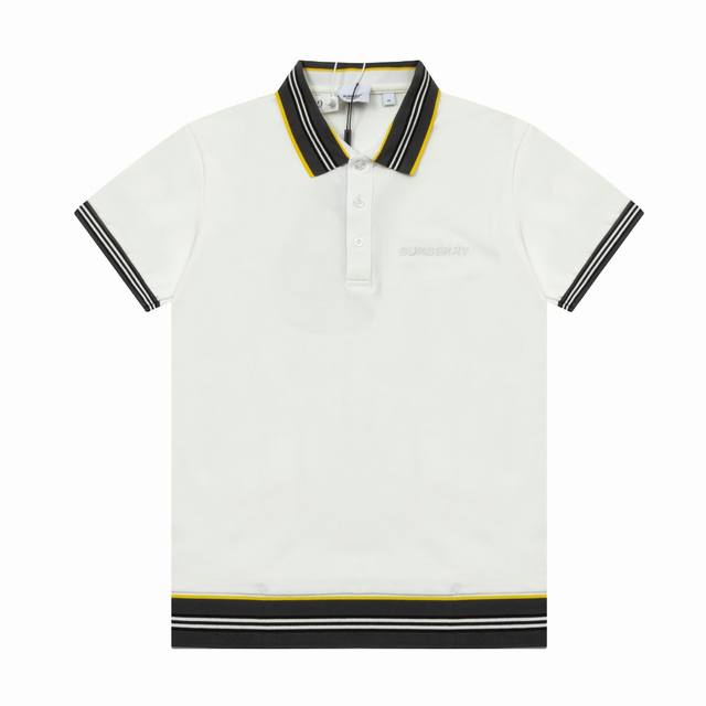 Bbr夏季新款男士翻领Polo衫，侧胸刺绣字母标，拼色织带领口，细节到位，手感舒适 颜色：黑色，白色，卡其 码数：M--3Xl