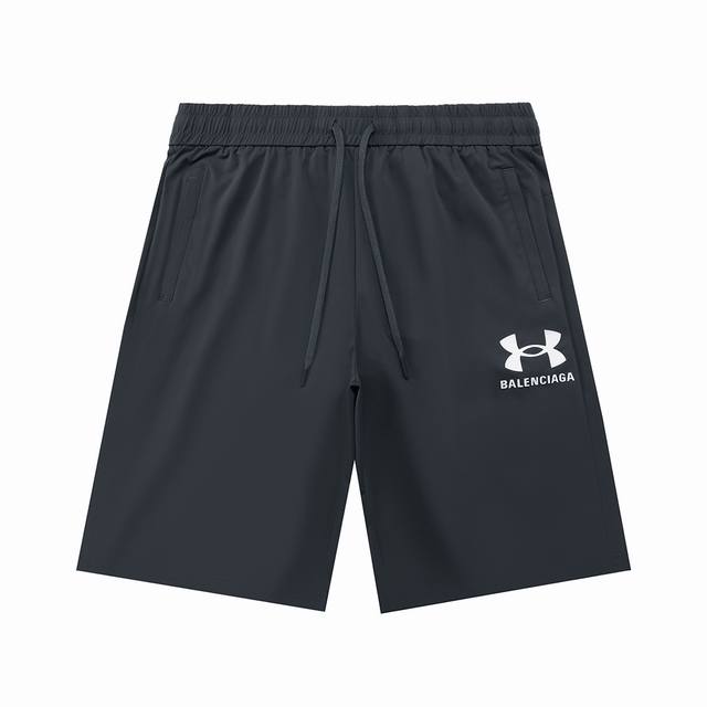 Balenciaga 巴黎世家 联名 Under Armour 安德玛 2025新款 立体凸胶Logo 拉链口袋 男女日常通勤穿搭必备 休闲短裤 定制速干面料