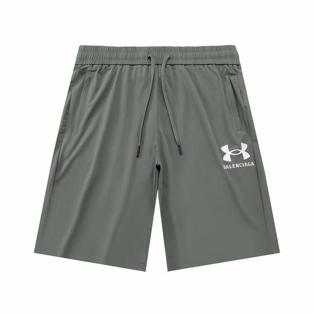 Balenciaga 巴黎世家 联名 Under Armour 安德玛 2025新款 立体凸胶Logo 拉链口袋 男女日常通勤穿搭必备 休闲短裤 定制速干面料