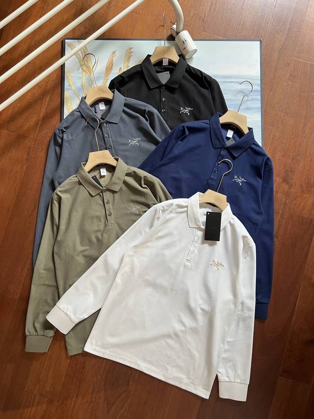 Arcteryx始祖鸟 Cormac Polo Shirt Ss Men's 纯色Logo大金鸟标休闲长袖男款Polo衫早秋户外新款男款弹力运动户外休闲打底衫长
