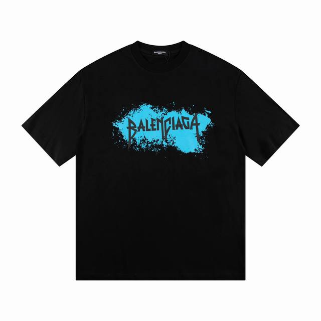 顶级版本 直喷工艺官网同步Balenciaga巴黎世家24Ss新款复古摇滚乐队系列短袖T恤高品质 巴黎世家 对色定染面料，字母采用发泡立体工艺，超精细平网印花工