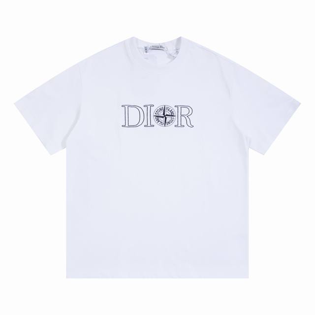 A602# Dior 迪奥 联名 石头岛限定系列 2025早春新款 定制270G双纱纯棉面料 已洗水处理 不变形 不掉色 进口机器高密度联名刺绣字母Logo 男