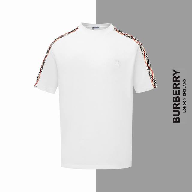 特价 码齐 不退换款号#Z201巴宝莉刺绣小标经典织带圆领短袖Burberry 官网一致款式面料：32支双纱280克纯棉面料同缸同色织染螺纹 颜色一致工艺：进口