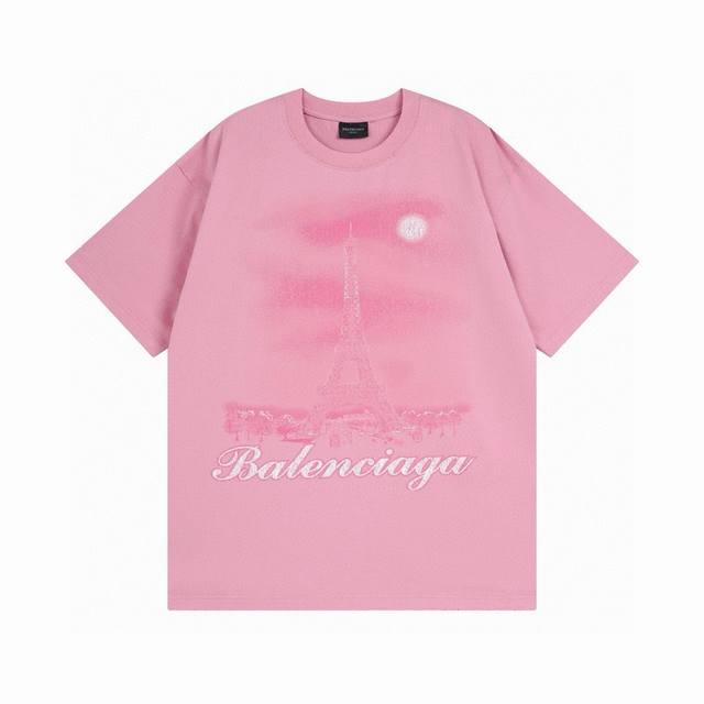 Balenciaga 巴黎世家2025 Ss 埃菲尔铁塔喷墨渐变彩印短袖T恤本市场No.1的质量 真正天花板品质全部原版开发注意细节图 避免被盗图商家混发正确2