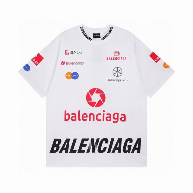 Balenciaga 巴黎世家2025 Ss 多位Logo经典印花领口刺绣成衣磨烂做旧短袖T恤本市场No.1的质量 真正天花板品质全部原版开发注意细节图 避免被