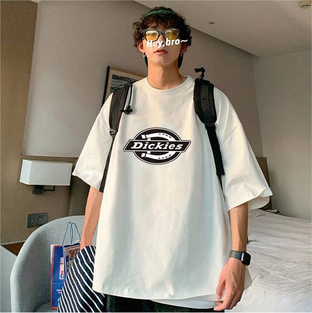 Dickies 迪克斯 夏季专柜经典款黑白Logo印花纯棉圆领短袖T恤上衣 甄选260G精梳棉纯棉面料，定制螺纹领口，原单外贸品质，区别市场廉价货，胸前迪克斯黑