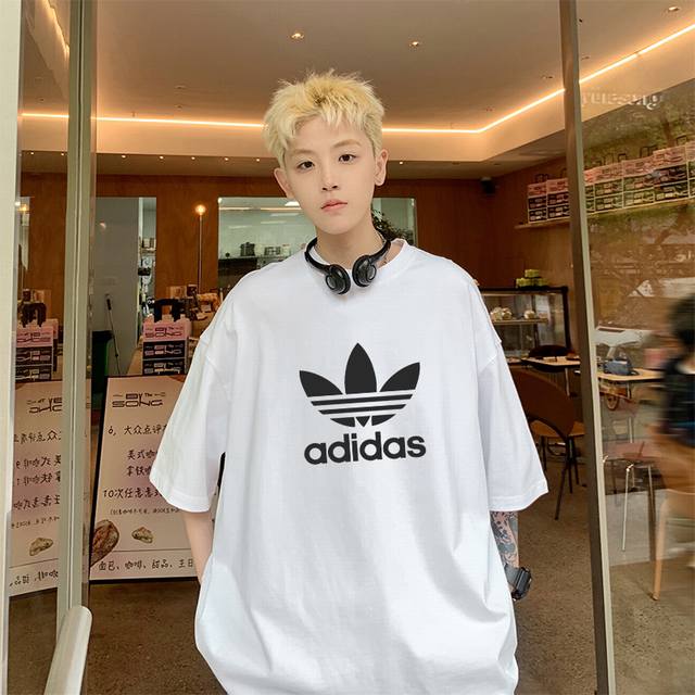 Adidas 阿迪达斯三叶草 夏季专柜同步发售⑤色经典基础款纯棉圆领短袖T恤上衣 甄选260克精梳棉纯棉面料，定制螺纹领口，外贸大厂出品，做工精细走线工整，区别