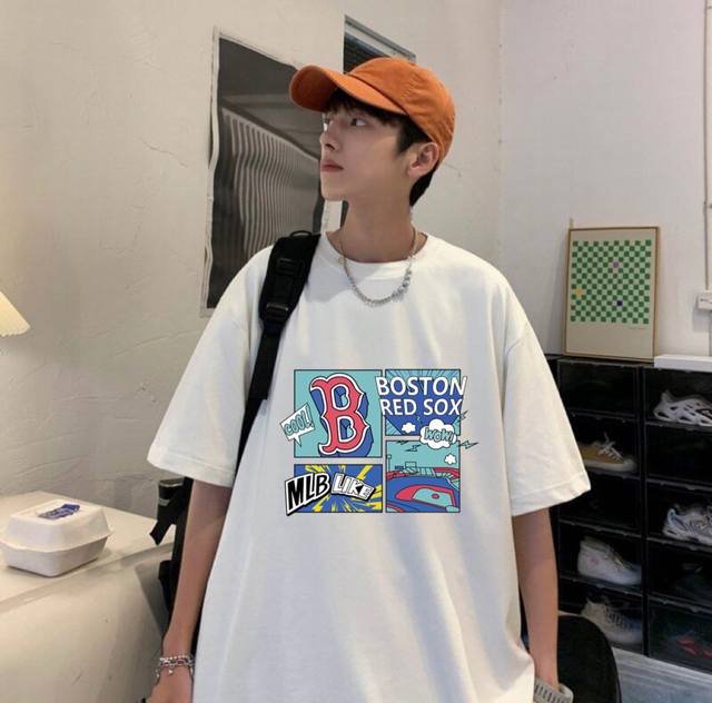 Mlb Like 洋基队 夏季专柜限定美式插画卡通涂鸦印花纯棉圆领短袖T恤上衣 男女同款情侣款，这也太美了吧 恨不 得件件都自留， 最出彩的小清新配色 ，怪不得