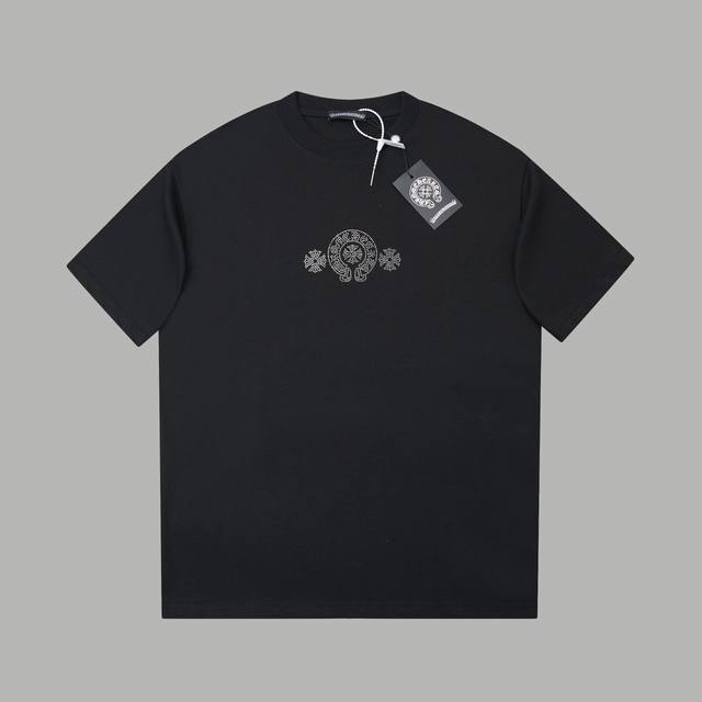 Ch*Ome Hearte 25Ss早春新款 克罗心烫钻短袖轻奢主义 男女日常通勤穿搭必备单品 正确版本 欢迎对比详细特征 320克 % 纯棉双纱汗布面料 同缸