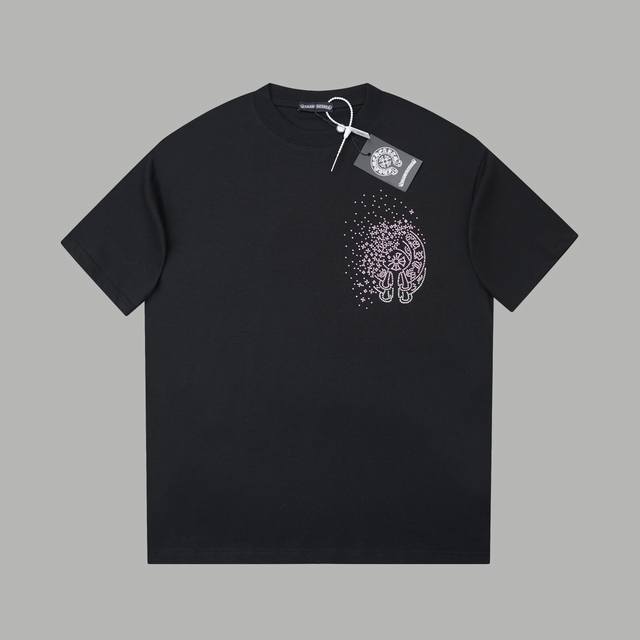 Ch*Ome Hearte 25Ss早春新款 克罗心烫钻短袖轻奢主义 男女日常通勤穿搭必备单品 正确版本 欢迎对比详细特征 320克 % 纯棉双纱汗布面料 同缸