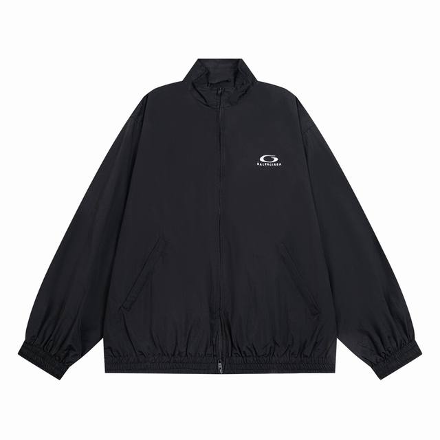 K376# Balenciaga 巴黎世家 Blcg 24Fw 走秀款 半环字母刺绣运动套装限定立领夹克外套裤子套装 正确版本面料采用塔丝隆冲锋衣面料原版一致