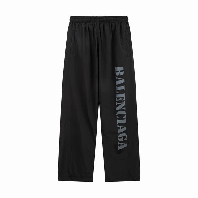 K341# Balenciaga 巴黎世家 24Ss Blcg 模糊字母Logo印花套装阔腿长裤 正确版本面料采用消光塔丝隆面料 原版一致 防水涂层 还原原版内