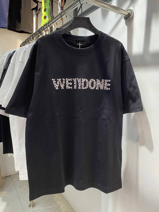 特价 齐色齐码 特价清 不退换款号：Zmr92# We We11Done 爆火珍珠烫片情侣款短袖T恤 正儿八经2 克纯棉双砂面料 所有面料均已提前做过缩水 品质