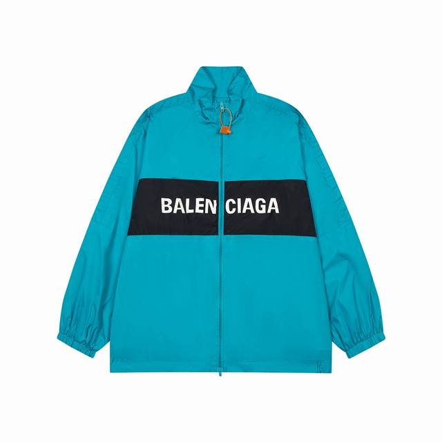 K234# 最高版本 Balenciga 巴黎世家 Ss Blcg新款拼接标语冲锋衣夹克轻奢主义撞色防晒男女同款通勤风衣外套必备单品定制消光塔丝隆冲锋衣面料 4