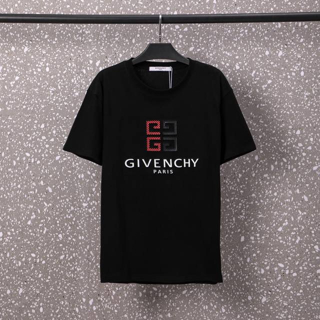 634#Givenchy 男女同款 32S双纱爽全棉250克重高品质双色定制款空压工艺-颜色黑 白-码数Xs-L-