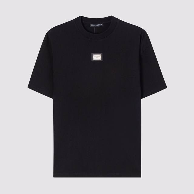 D03#Dg家-杜嘉班纳金属Logo扣子纯棉短袖T恤270克重-黑 白-Xs-L-