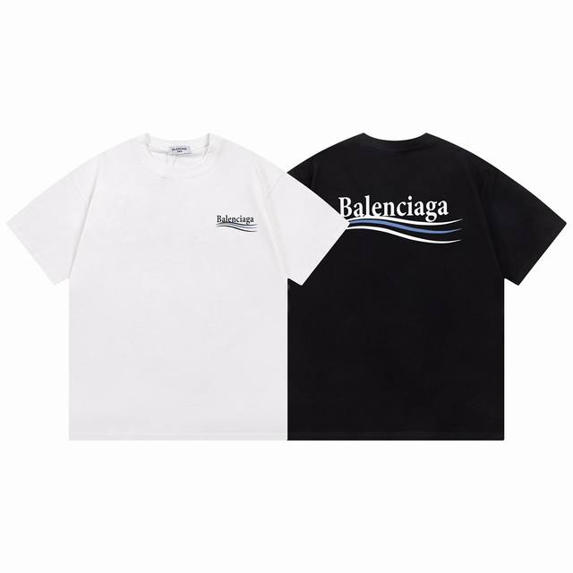Balenciaga Balenciaga 巴黎世家 23Fw新款经典可乐波浪字母Logo印花短袖男女同款 采用230克双纱面料， 抖音 小红书 爆款简单耐看的