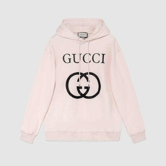 721#Gucci 男女同款-宽松欧版 460克高品质精密双股连帽大卫衣限量版新款专柜专属高级订制引入进口机器双G扣环数码直喷工艺-颜色黑 米杏-码数Xs-L-