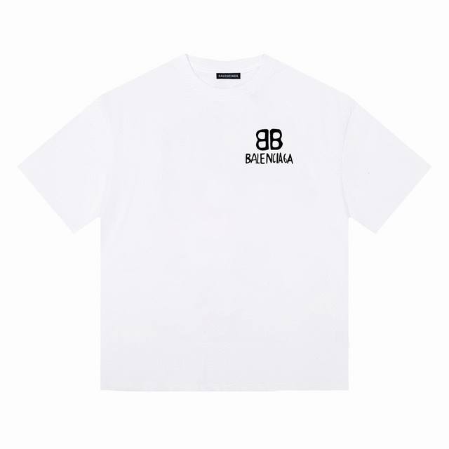 Balenciaga巴黎世家短袖半袖T恤- 采用230G双纱100%精梳纯棉面料- 螺纹定织定染无色差！采用过肩拉条工艺，百洗不变形！-采用高端印花，百洗不开裂