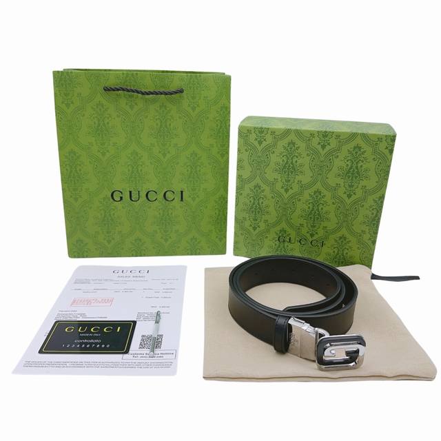 Gucci古驰 黑银双G旋转扣 牛皮 腰带 男女同款黑色 宽4Cm-Gucci古驰全套包装礼盒装腰带！原东莞代工厂P出品，海外订单，出口M国订单，海外先行发售，