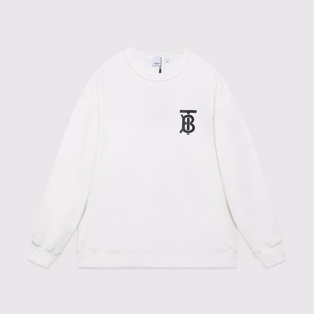 705#Burberry 男女同款-宽松欧版 460克高品质精密双股大卫衣专柜专属高级订制引入进口机器数码Tb印花工艺-颜色黑 白-码数Xs-L-