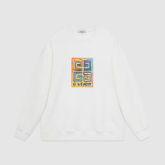 717#Givenchy 男女同款-宽松欧版 460克高品质精密双股大卫衣限量版新款专柜专属高级订制前后抽象涂鸦太阳数码直喷工艺-颜色黑 白-码数Xs-L-