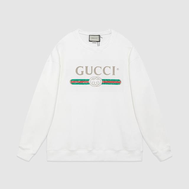 707#Gucci 男女同款-宽松欧版 460克高品质精密双股大卫衣限量版经典款专柜专属高级订制引入进口机器数码印花工艺-颜色黑 白-码数Xs-L-
