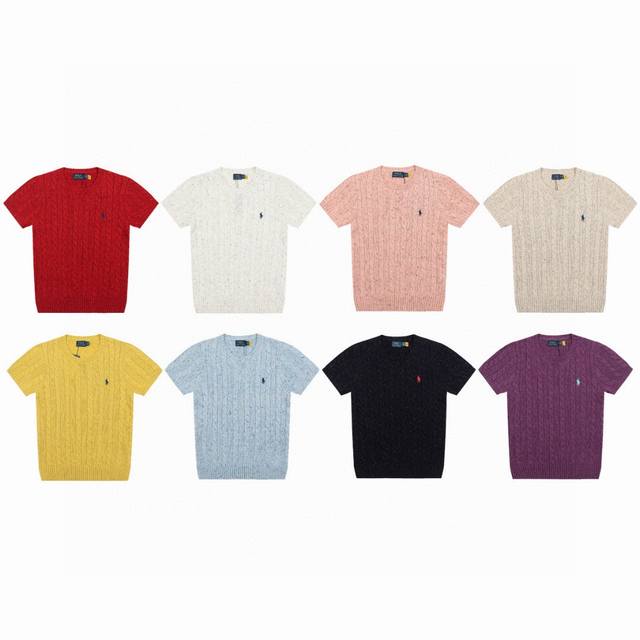 顶级品质 女款拉夫劳伦Ralph Lauren羊毛混纺小马刺绣Logo麻花针织短袖手感软糯，舒适亲肤，通身绞花编织设计，工艺复杂，耗时费力，圆领的设计，修饰脖颈