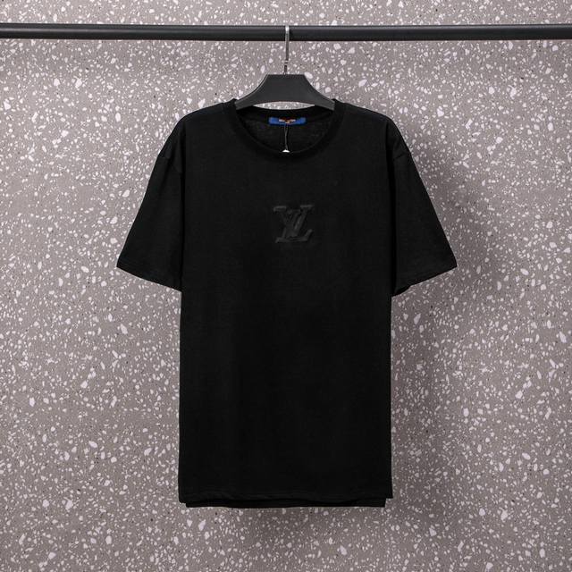 626#Lv 男女同款 32S双纱爽全棉250克重高品质进口机空压迷你经典Logo图案工艺-颜色黑 白-码数Xs-L-