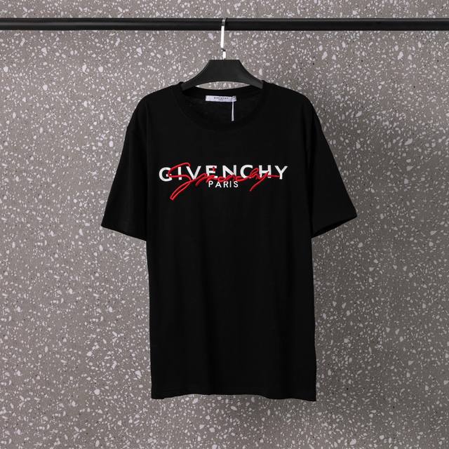602#Givenchy 男女同款 32S双纱爽全棉250克重高品质数码直喷+刺绣工艺-颜色黑 白-码数Xs-L-