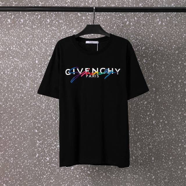 601#Givenchy 男女同款 32S双纱爽全棉250克重高品质数码直喷+刺绣工艺-颜色黑 白-码数Xs-L-