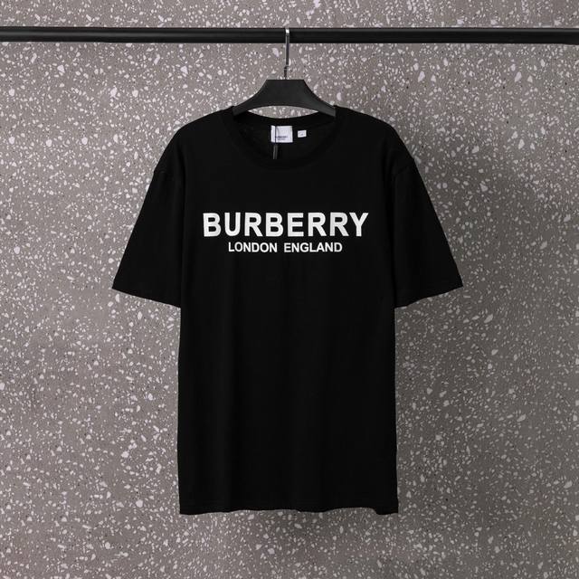 605#Burberry 男女同款 32S双纱爽全棉250克重高品质数码直喷工艺-颜色黑 白-码数Xs-L-