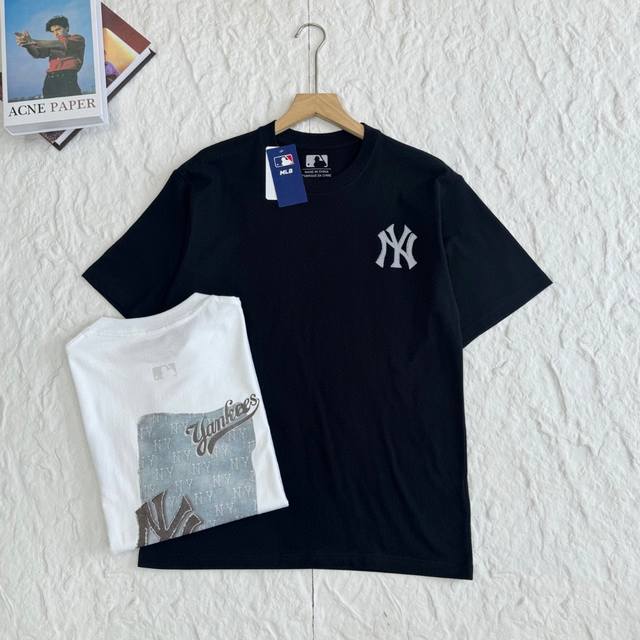 Ss Mlb 新款纯棉压胶印花短袖重磅纯棉，版型重塑 小红书热门爆款，明星网红同款穿搭，男女日常通勤穿搭必备单品！ 高品质 克高克重双纱面料，亲肤透气不起球，印