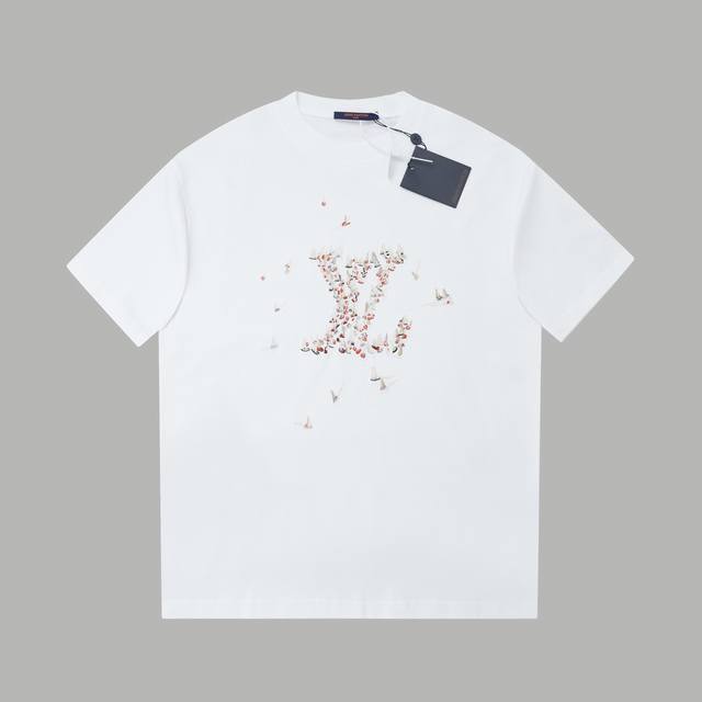 Lv 25Ss早春新款 彩色刺绣Lv字母短袖轻奢主义 男女日常通勤穿搭必备单品 正确版本 欢迎对比详细特征 320克100% 纯棉双纱汗布面料 同缸定染特种加粗