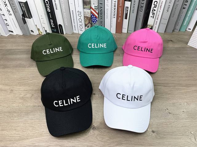 9697# #Celine经典款棒球帽字母印户外遮阳帽男女同款显脸小鸭舌帽休闲百搭帽子#可调节颜色：黑色 粉红色 白色 蓝色 绿色