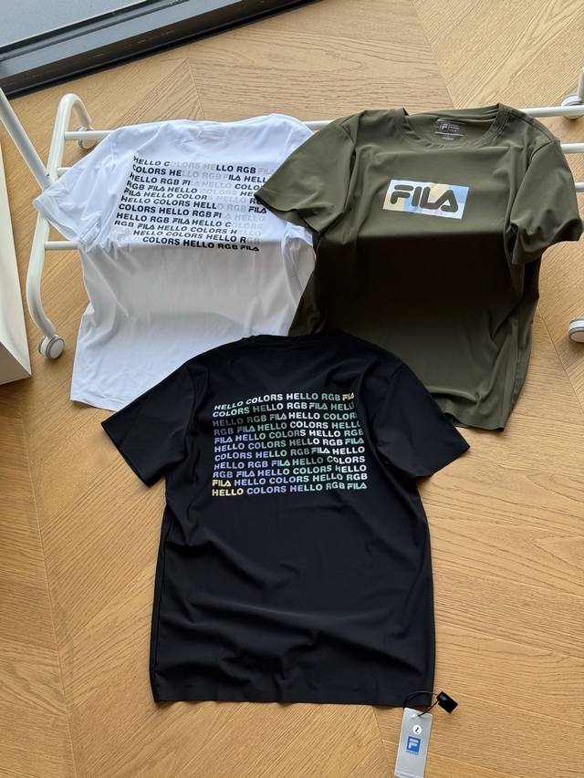 供 Fila 后背拼色字母弹幕 无痕压胶 速干Teem~3Xl 黑色 白色 绿色原版弹力速干面料，底边无痕压胶，亲肤舒适，透气速干，夏天无论日常出行还是运动户外