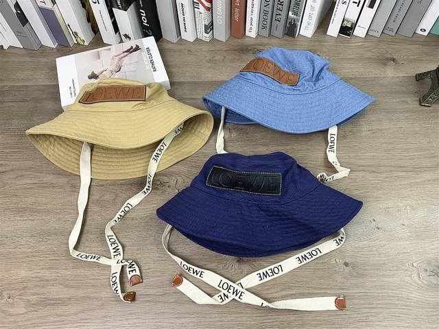 9617# #Loewe经典款渔夫帽男女休闲情侣盆帽#均码颜色：卡其色 浅蓝色 深蓝色