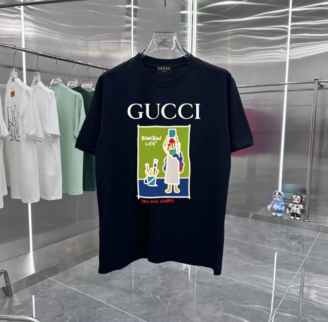 Gucci油画家系列 专柜款复古情侣 印花短袖T落肩袖重磅280G精梳棉材质 透气舒适 进口外贸级专柜印花，随意搓洗不褪色不变形。 情侣款 男女同款哦