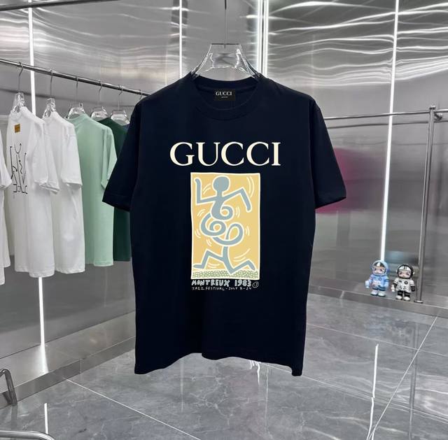 Gucci弹簧人系列 专柜款复古情侣 印花短袖T落肩袖重磅280G精梳棉材质 透气舒适 进口外贸级专柜印花，随意搓洗不褪色不变形。 情侣款 男女同款哦
