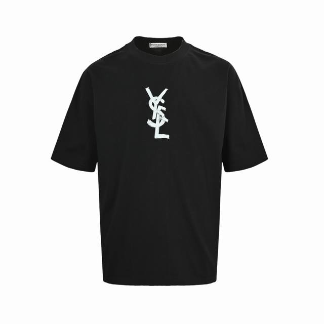 Saint Laurent Ysl 圣罗兰 25Ss 涂鸦印花短袖面料采用定制240G 26支特滑双股精棉平纹高密无尘全棉布料。前幅高密度加厚，走线平整，代工品