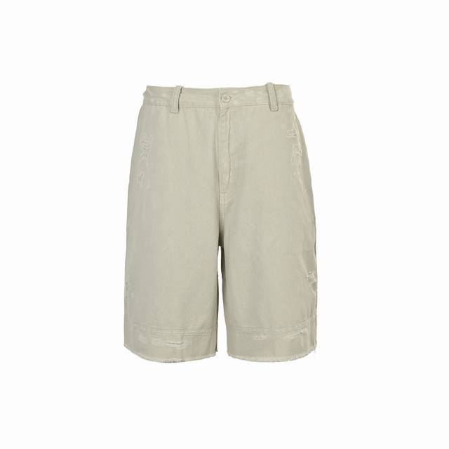 Balenciaga 巴黎世家 25Ss 浅灰做旧破坏短裤定制14Oz褪色斜纹牛仔布100%棉，经纱染色+纬纱碳灰混纺，通过预缩处理确保稳定性，面料纹理呈现 3