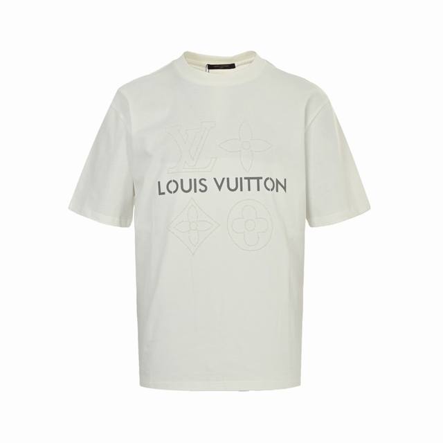 Louis Vuitton 路易威登 25Ss 珍珠烫钻Logo反光字母印花短袖面料采用280克重精梳棉，定制32支1*1螺纹，成衣两遍水洗处理，面料舒适亲肤无