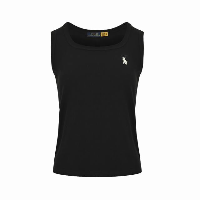 Ralph Lauren 拉夫劳伦 女士小马刺绣背心刺绣夏季高端天丝U型领背心吊带，美式辣妹短款背心修身显瘦，Jennie杨幂同款针织吊带，简约刺绣小标，单穿或