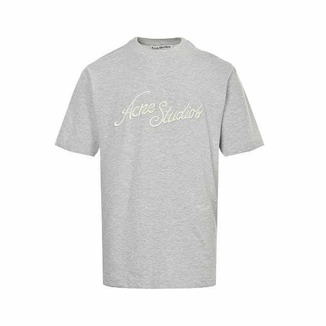 Acne Studios 25Ss 立体字母高抛刺绣短袖-正确版本，双码数水洗标面料采用长绒棉纱线，定织定染重磅珠地面料，珠地面料透气性良好，夏天不闷热，挺括有