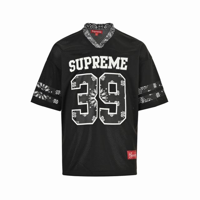 Supreme 腰果花元素印花图案网眼美式棒球服短袖定制 G网眼面料 进口胶浆印花 多次调试 颜色色泽正 颜料不会印入网眼内 品质细节达到Yb一致 辅料配置齐全