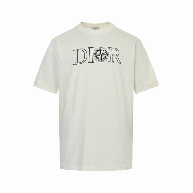 Dior 迪奥 石头岛联名刺绣短袖榻榻米绣花工艺针数密度饱满 走线工整 棉质面料 上身柔软 透气体感特别好 不易变形 不易缩水 不易褪色 宽松版型Size:S-