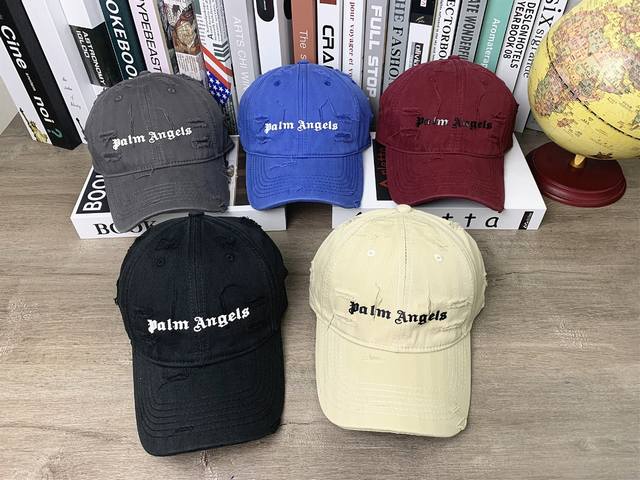 8156# #Palm Angels棕榈天使割破洞鸭舌帽做旧棒球帽#可调节颜色：红色 灰色 黑色 杏色 蓝色